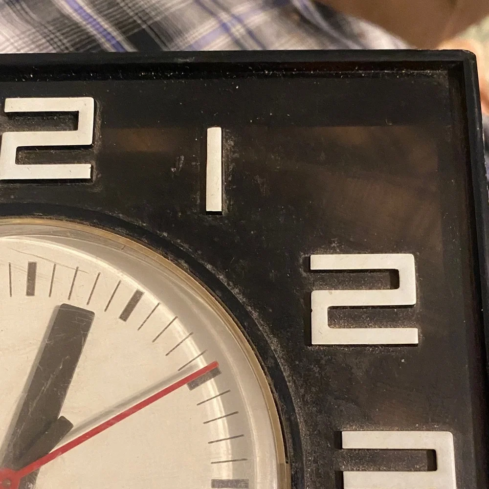 Vintage Black General Electric Wall Clock Acrylic Lucite Square Model 2173